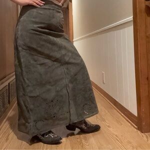 Siena Studio leather Dark Olive A-Line Skirt